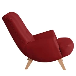 Roter Kunstledersessel mit Buche Beinen - Systrem^Wohnen