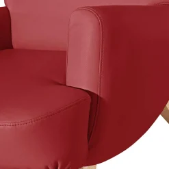 Roter Kunstledersessel mit Buche Beinen - Systrem^Wohnen