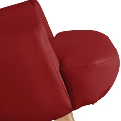 Roter Kunstledersessel mit Buche Beinen - Systrem^Wohnen