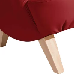 Roter Kunstledersessel mit Buche Beinen - Systrem^Wohnen