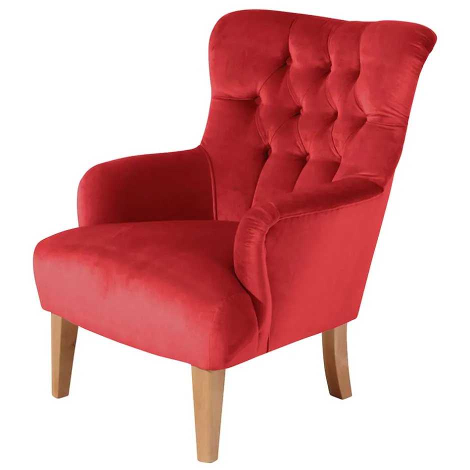 Roter Ohrensessel aus Samtvelours - Celona^Wohnen Online