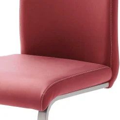 Roter Schwingstuhl Kunstleder Cajonara mit Fuß aus Edelstahl (4er Set)^Wohnen Outlet