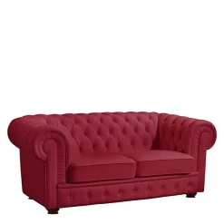 Rotes Ledersofa im Chesterfield Design - Geoloro^Wohnen Clearance