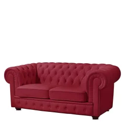 Rotes Ledersofa im Chesterfield Design - Geoloro^Wohnen Clearance