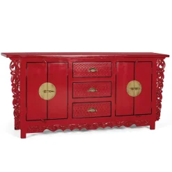 Wohnen Rotes Sideboard im Asia Style - Iscian