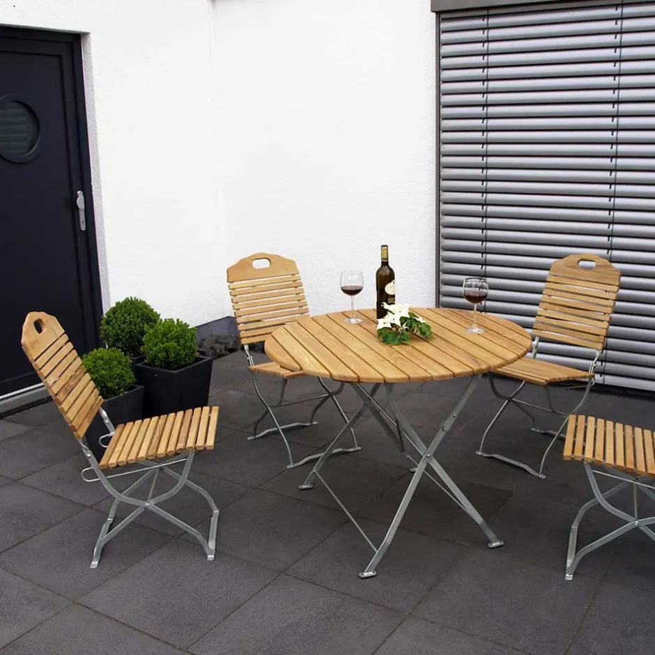 Runde Biergarten Garnitur Set - Sebastianna (fünfteilig)^Wohnen Discount