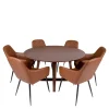 Wohnen Runde Design Tischgruppe in Braun - Annescu (siebenteilig)
