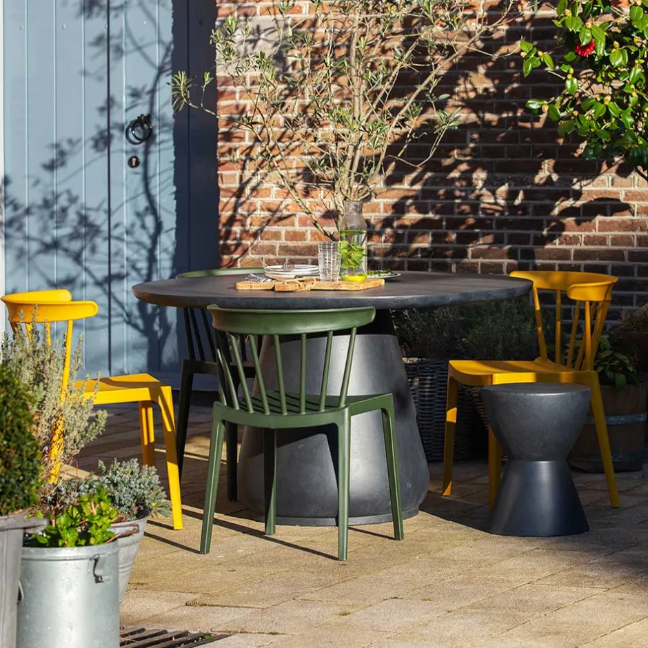 Wohnen Runde Designhocker aus Tonfaser - Eterna (2er Set)