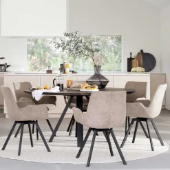 Wohnen Runde Essgruppe für 6 Personen - Malinsa (siebenteilig)