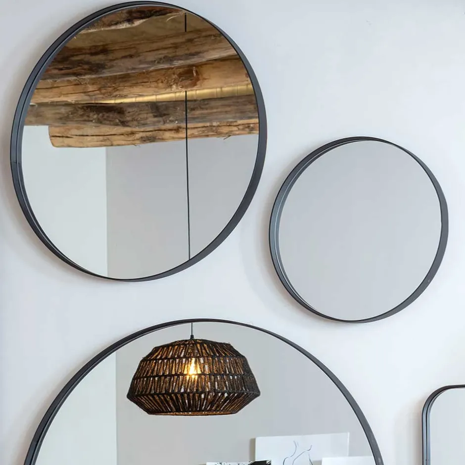 Runde Hängespiegel in Schwarz - Zyamonicus (2er Set)^Wohnen Sale