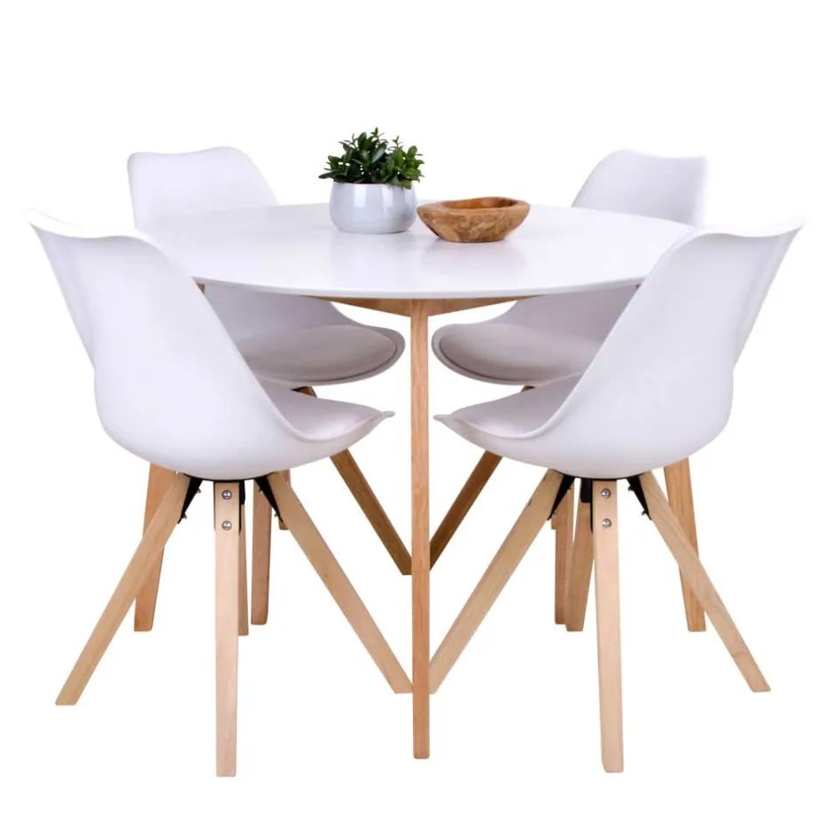 Runde Scandi Essgruppe in Weiß - Alberello (fünfteilig)^Wohnen Online