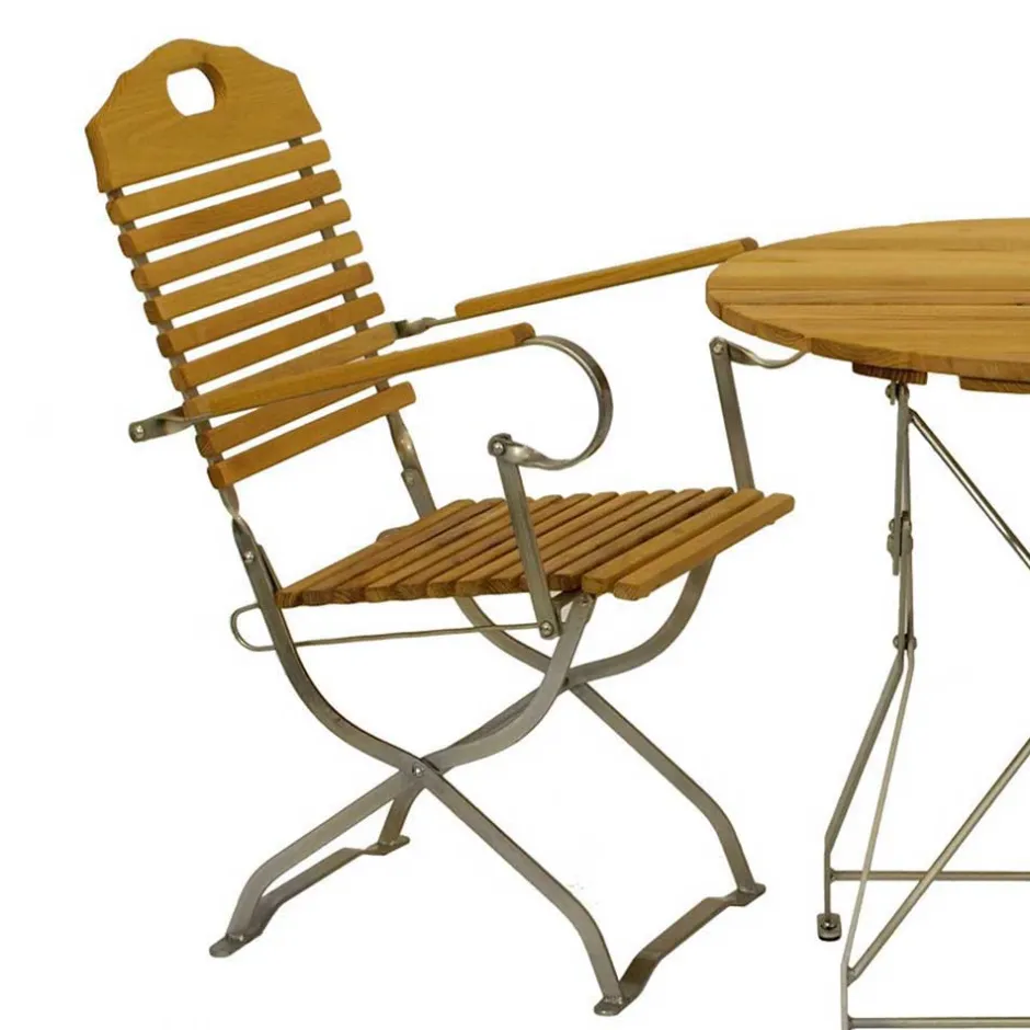 Wohnen Runde Tischgruppe für den Garten - Champagne (fünfteilig)