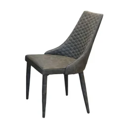 Runde Tischgruppe Woodstock mit Kunstleder Polsterstühlen Grau (fünfteilig)^Wohnen New