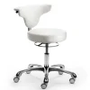 Runder Arbeitshocker mit Lehne in Weiß Kunstleder - Mosari^Wohnen Discount