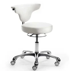 Runder Arbeitshocker mit Lehne in Weiß Kunstleder - Mosari^Wohnen Discount