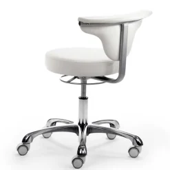 Runder Arbeitshocker mit Lehne in Weiß Kunstleder - Mosari^Wohnen Discount