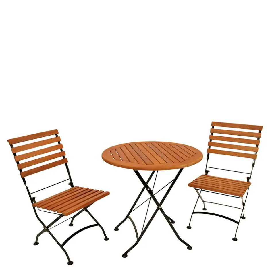 Wohnen Runder Balkonklapptisch & 2 Klappstühle - Jemzon (dreiteilig)