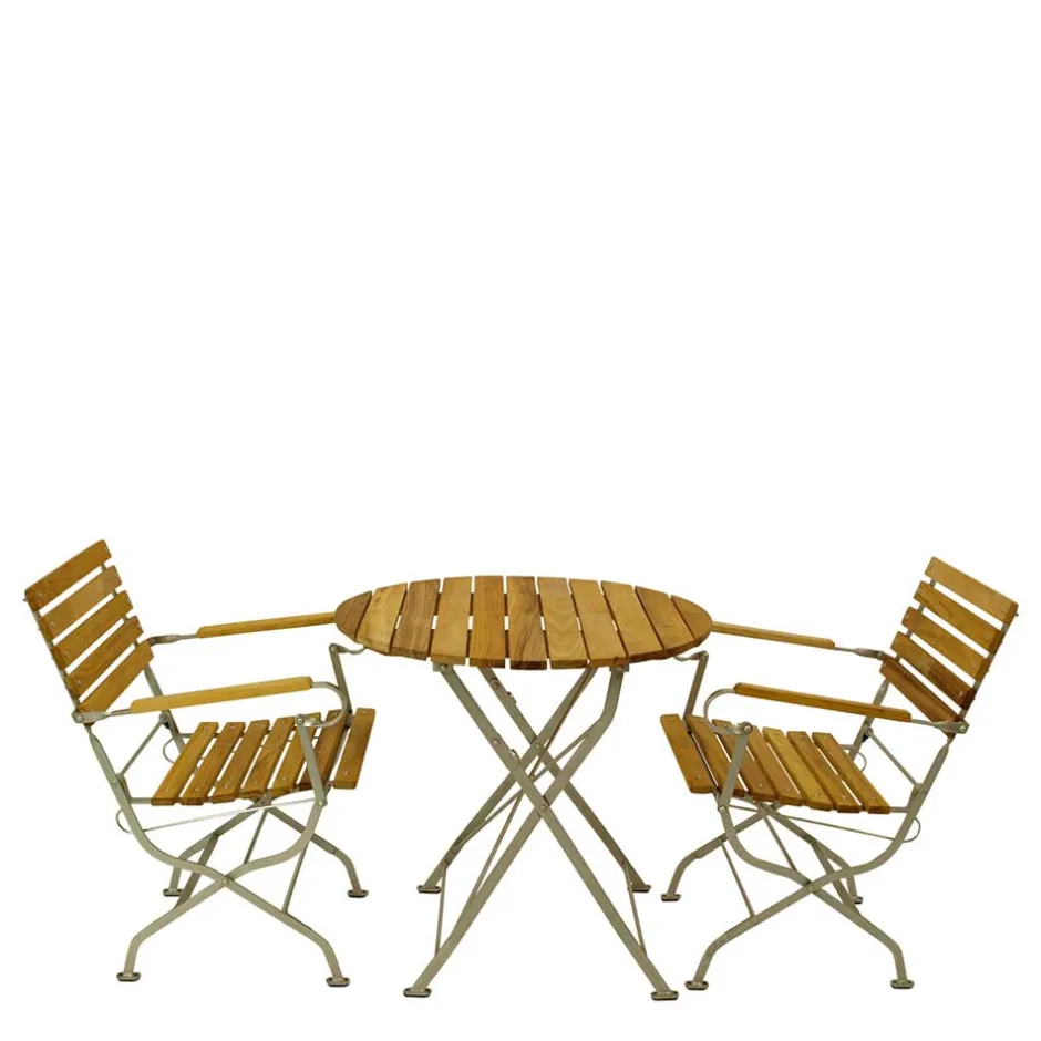 Wohnen Runder Balkontisch & Armlehnenstühle - Syolino (dreiteilig)