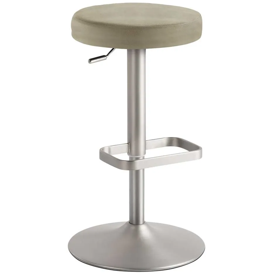 Runder Barhocker aus Microfaser Taupe - Oracio^Wohnen Discount