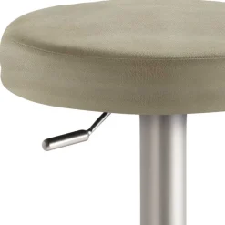 Runder Barhocker aus Microfaser Taupe - Oracio^Wohnen Discount