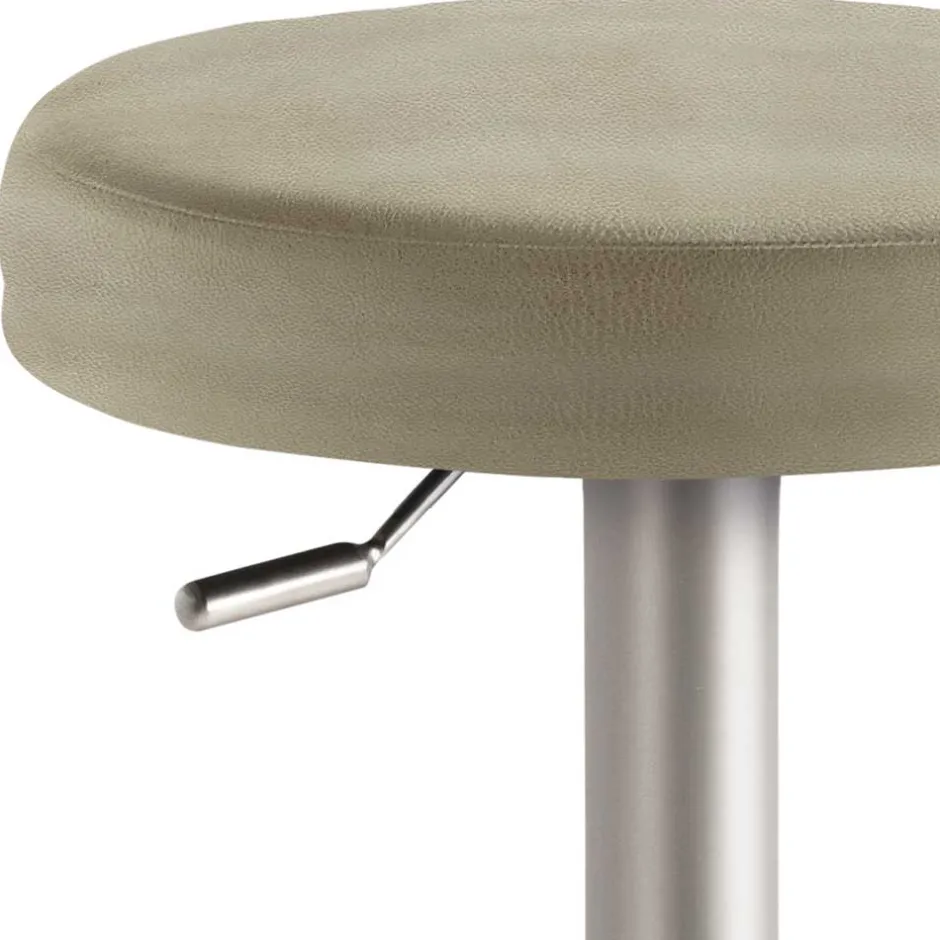 Runder Barhocker aus Microfaser Taupe - Oracio^Wohnen Discount