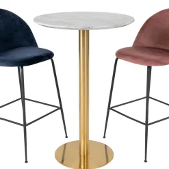Wohnen Runder Bartisch in Marmor Optik & Gold - Vinarios