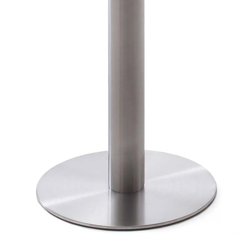 Runder Bartisch mit weißer Glasplatte Shaky & Edelstahlfuß^Wohnen Best