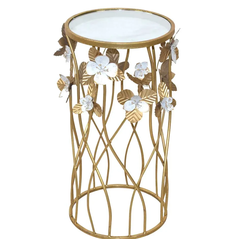 Wohnen Runder Beistelltisch aus Spiegelglas & Metall - Nycholo