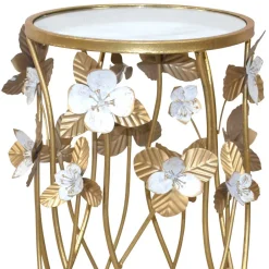 Wohnen Runder Beistelltisch aus Spiegelglas & Metall - Nycholo