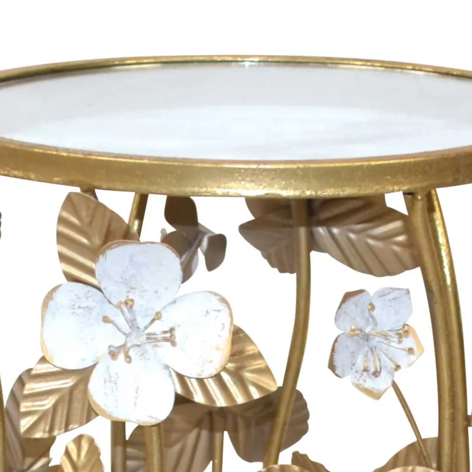 Wohnen Runder Beistelltisch aus Spiegelglas & Metall - Nycholo