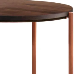 Wohnen Runder Beistelltisch in Nussbaum und Kupfer - Jailen