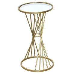 Wohnen Runder Beistelltisch mit Spiegelglas Platte - Titu