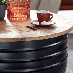 Wohnen Runder Couchtisch mit Fass Metallgestell - Acapella