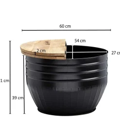 Wohnen Runder Couchtisch mit Fass Metallgestell - Acapella