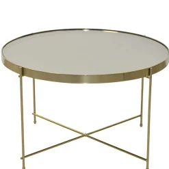 Runder Couchtisch mit Spiegelglas Platte - Justina^Wohnen New