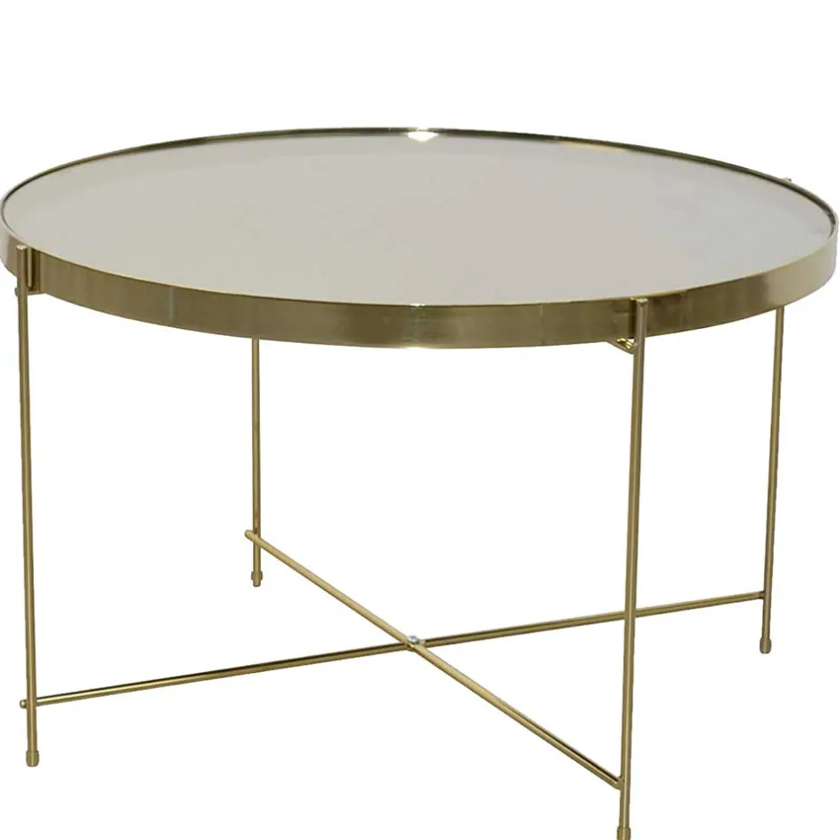 Runder Couchtisch mit Spiegelglas Platte - Justina^Wohnen New