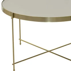 Runder Couchtisch mit Spiegelglas Platte - Justina^Wohnen New