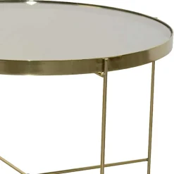 Runder Couchtisch mit Spiegelglas Platte - Justina^Wohnen New