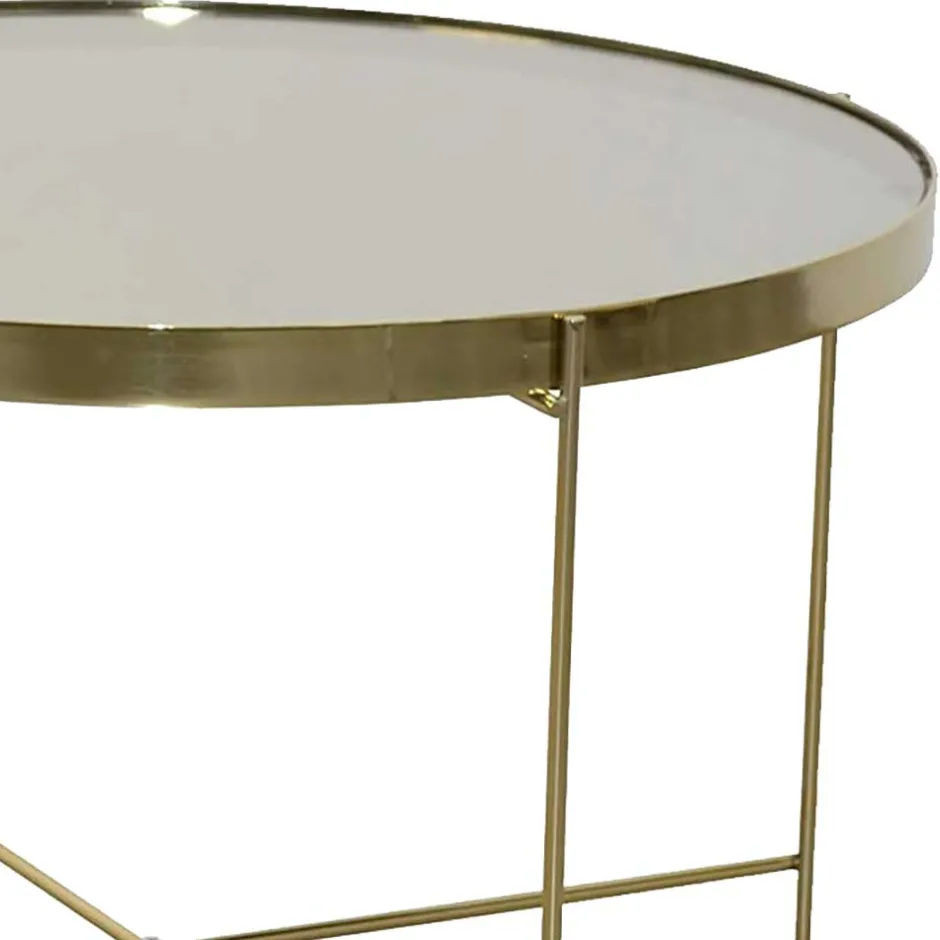 Runder Couchtisch mit Spiegelglas Platte - Justina^Wohnen New