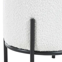 Runder Design Hocker in Weiß Boucle - Pyra^Wohnen