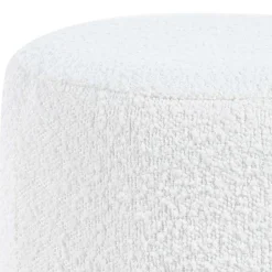 Runder Design Hocker in Weiß Boucle - Pyra^Wohnen