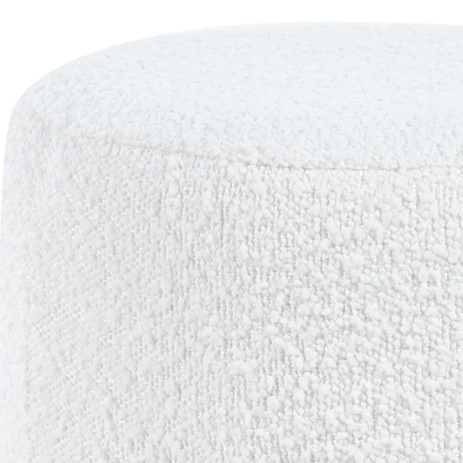 Runder Design Hocker in Weiß Boucle - Pyra^Wohnen