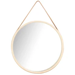 Runder Designspiegel in Creme & Braun - Venus^Wohnen