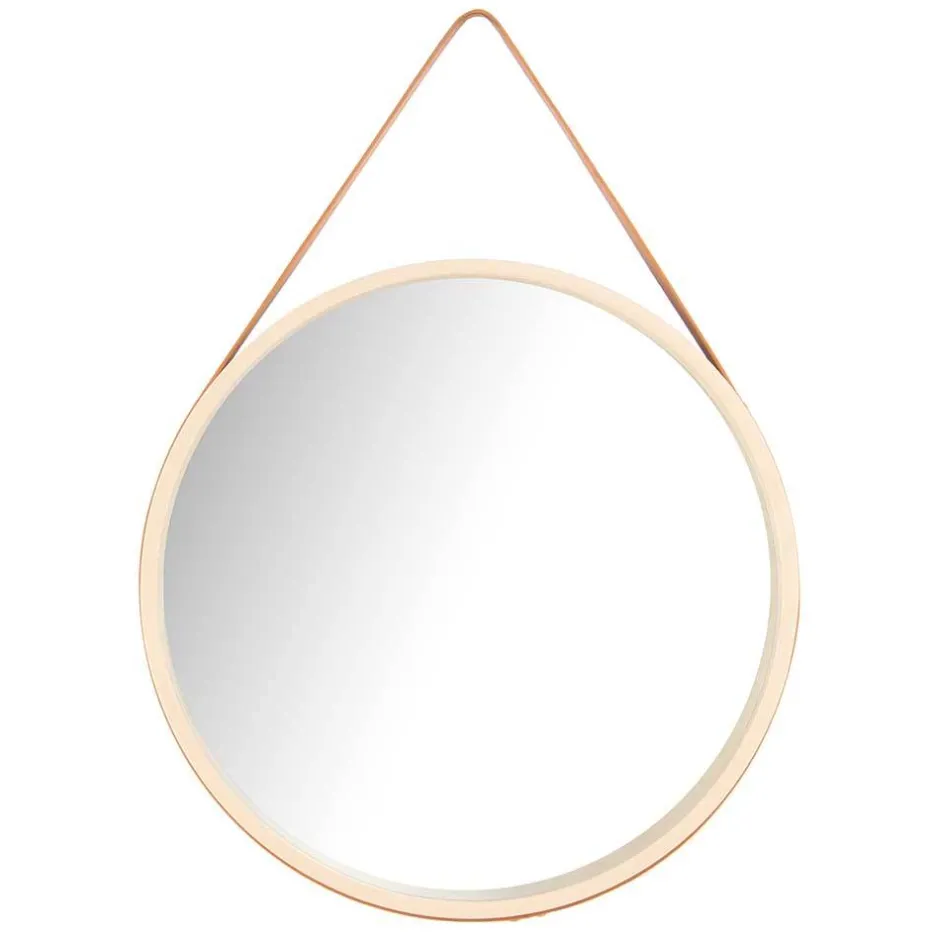 Runder Designspiegel in Creme & Braun - Venus^Wohnen