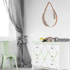 Runder Designspiegel in Creme & Braun - Venus^Wohnen