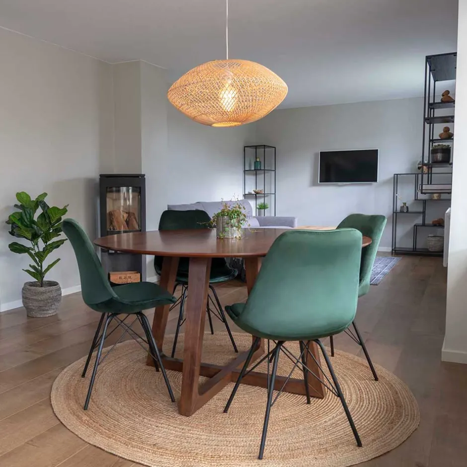 Wohnen Runder Esstisch & 4 Stühle - Annescu II (fünfteilig)