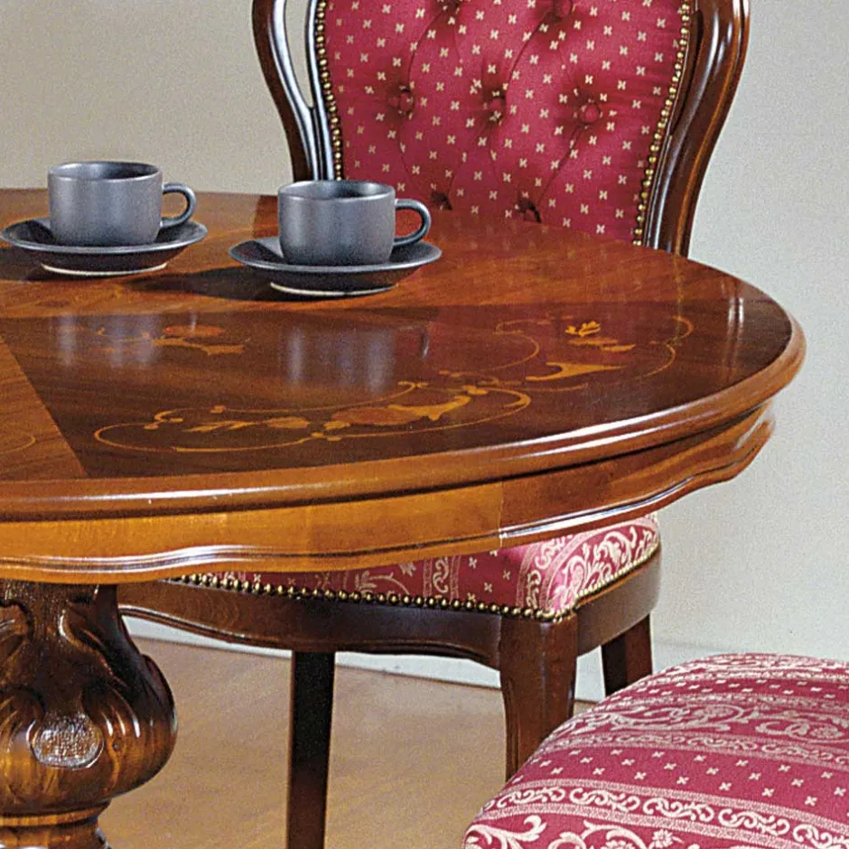 Wohnen Runder Esstisch im Barockstil Magari mit Nussbaum Furnier