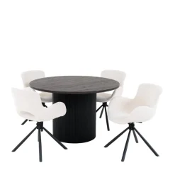 Wohnen Runder Esstisch und Drehstühle Set - Calm (fünfteilig)