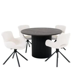 Wohnen Runder Esstisch und Drehstühle Set - Calm (fünfteilig)