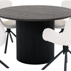 Wohnen Runder Esstisch und Drehstühle Set - Calm (fünfteilig)